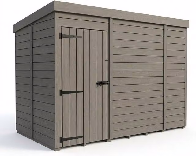Buttercup Farm Grey Composite Pent Garden Shed with Single Door and No Windows W/D/H: 152.4 x 274.3 x 210 cm
