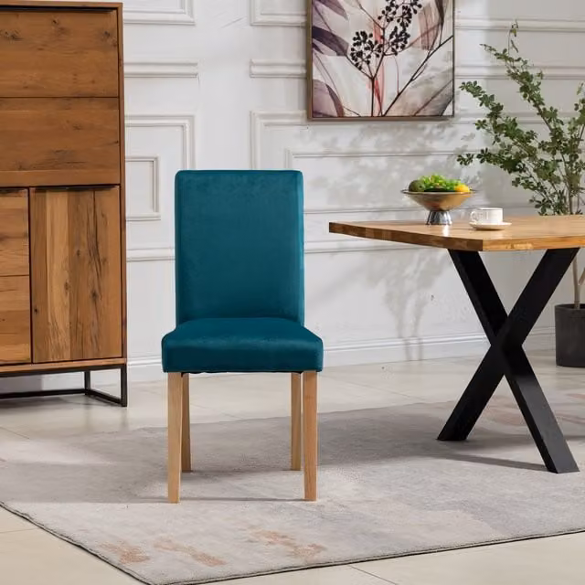 Artemis Home Set of 2 Maiolo Modern Velvet Dining Chairs in Petrol Blue