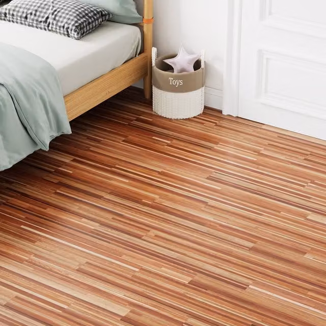 Darphe 36 Piece Self Adhesive Wood Look PVC Floor Tiles in Brown
