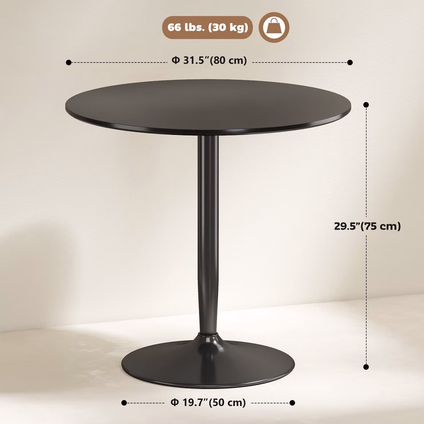 HOMCOM Modern Round Dining Table with Steel Base in Black – 3