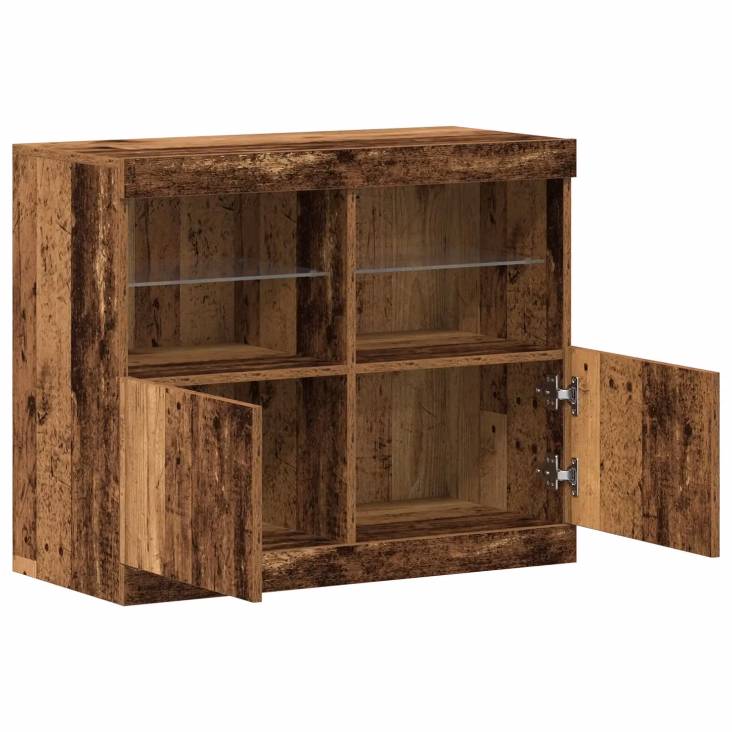Berkfield Home Rustic Brown Wood Sideboard with Integrated LED Lights, W: 81 cm, D: 37 cm, H: 67 cm – 3