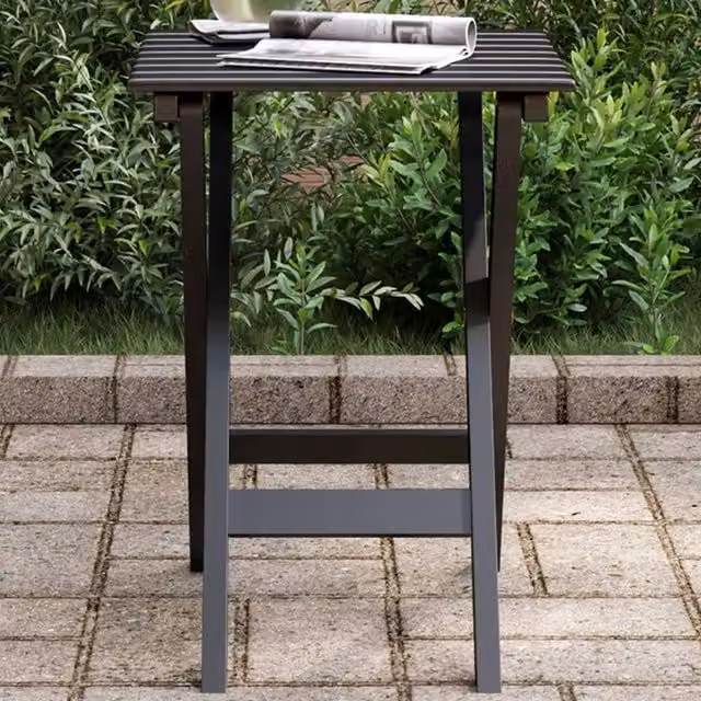 Berkfield Home Foldable Side Table in Black Lacquered Solid Poplar Wood