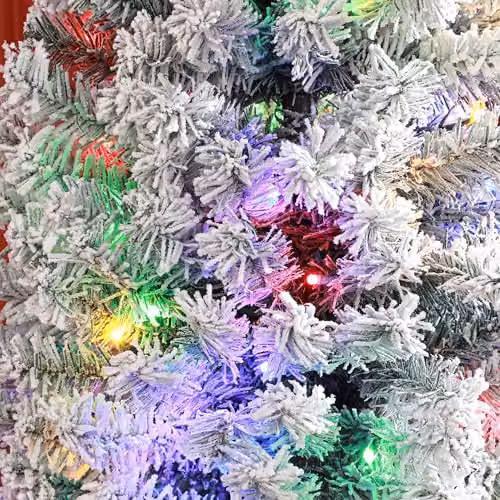 HOMCOM 7ft Pre-Lit Artificial Christmas Tree in Green with 250 Colourful LED Lights – 4