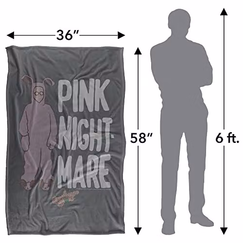 Warner Bros. A Christmas Story Ralphie's Pink Bunny Suit Super Soft Silky Fleece Blanket, Pink/Multicolour/Grey, W: 91.44 cm, D: 147.32 cm – 2