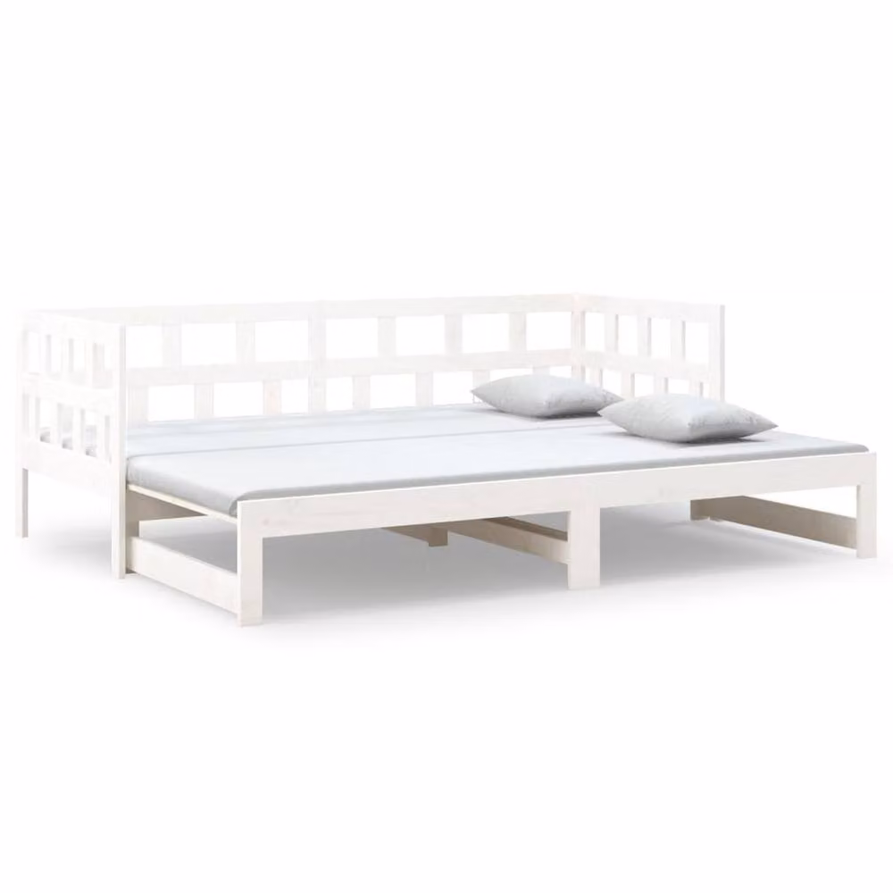 Berkfield Home White Solid Wood Pine Pull-out Day Bed with Drawers, W/D/H: 200 x 80 x 80 cm – 2