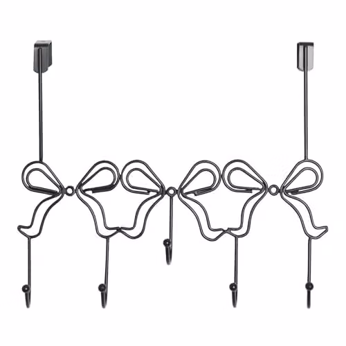 OHS Bow Shaped Metal Over Door Hanger with 5 Hooks in Black – 2