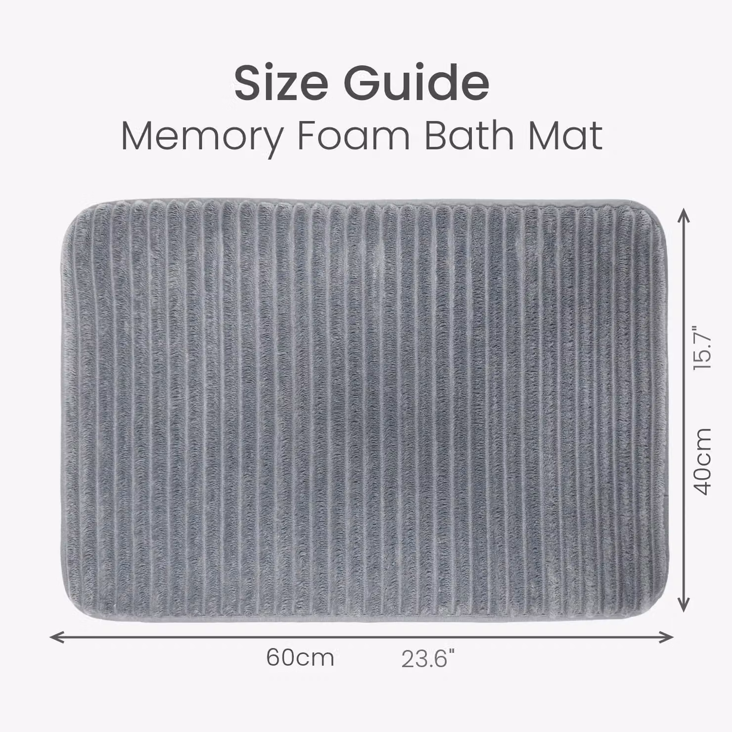 Allure Bath Fashions Ribbed Non-Slip Memory Foam Bath Mat, Anthracite Grey, W/D: 60 x 40 cm – 2