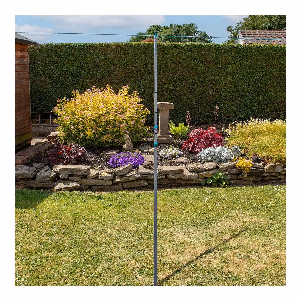 JVL Heavy Duty Coated Steel Clothes Line Prop in Black, 2.5m – 2