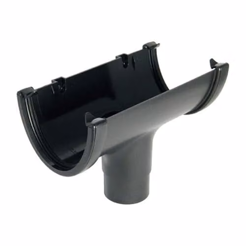 FloPlast Cast Iron Effect Deepflow/Hi-Cap Gutter Running Outlet, Black, W: 115 mm, H: 75 mm