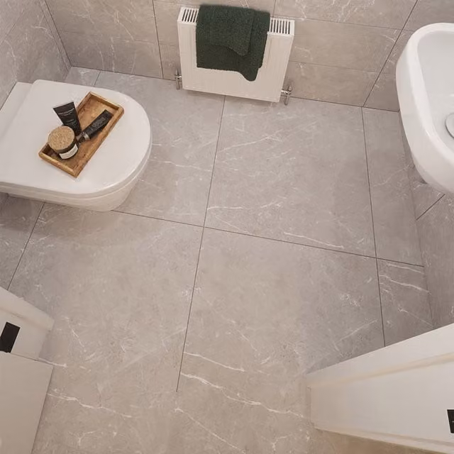 Pack of 4 Johnson Tiles Darlington Grey Marble Effect Floor Tiles