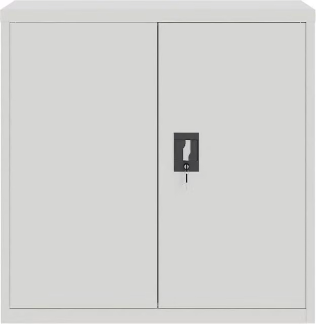 Berkfield Home Office Metal Cabinet in Grey with 2 Hinged Doors and Adjustable Shelves, W: 90 cm, D: 40 cm, H: 90 cm