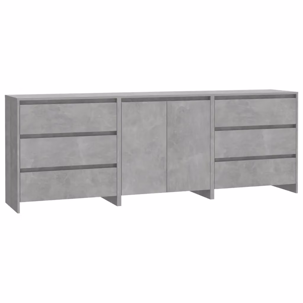 Berkfield Home 3 Piece Modern Sideboard in Concrete Grey Engineered Wood – 2