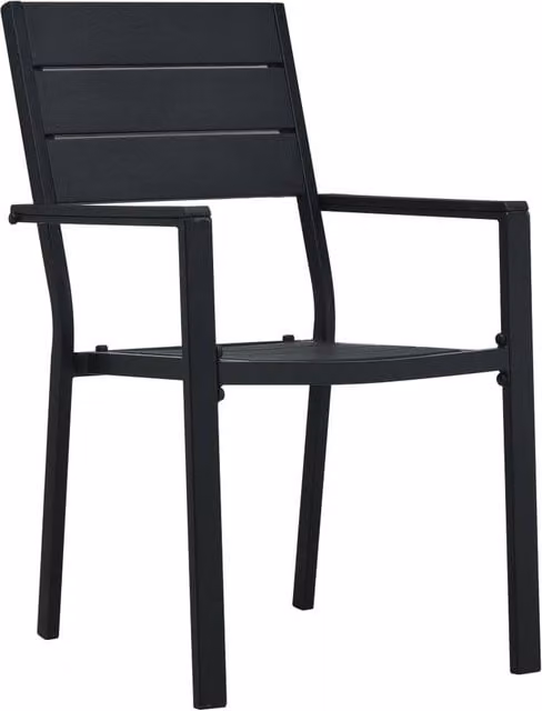 Berkfield Home Set of 4 Modern Black Wood Look Garden Chairs – 1