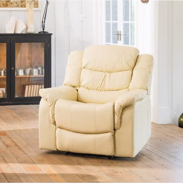 Artemis Home Beige Manual Reclining Armchair in Synthetic Leather