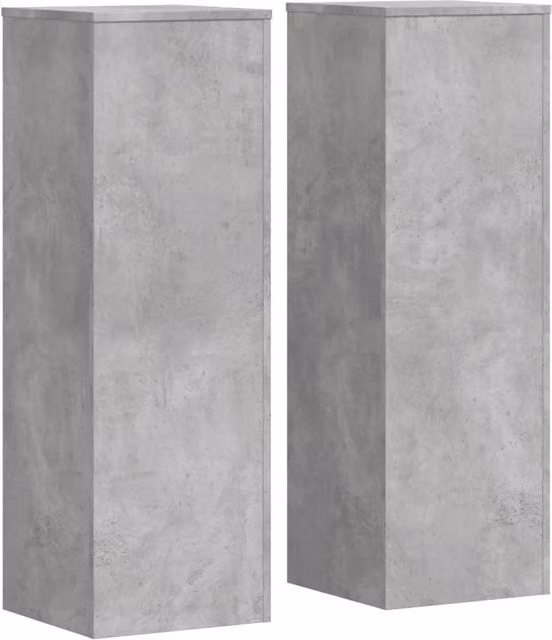 Berkfield Home Set of 2 Modern Plant Stands in Concrete Grey, W/D/H: 33 x 33 x 100 cm