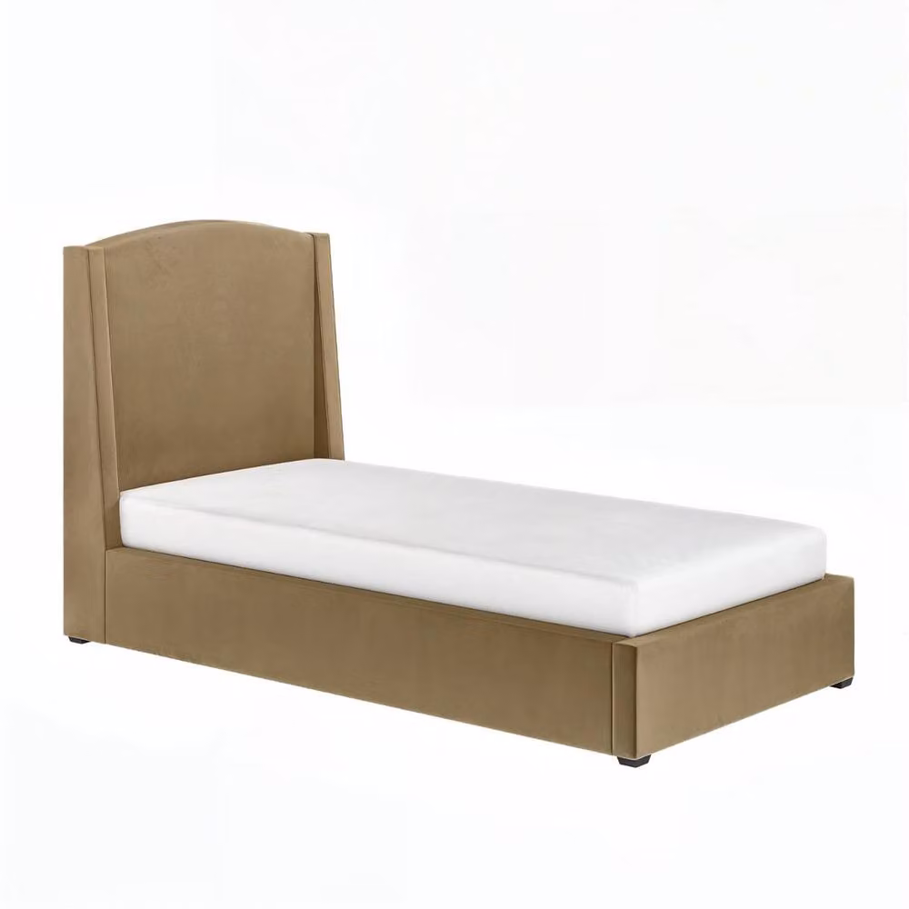 Solace+Co Blaine Single Winged Headboard Ottoman Bed in Gold Velvet – 3