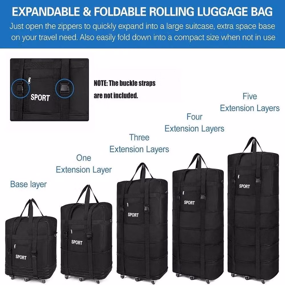 NESTLUNE Foldable and Expandable Luggage Bags in Black, W: 100 cm, D: 15 cm, H: 15 cm – 2