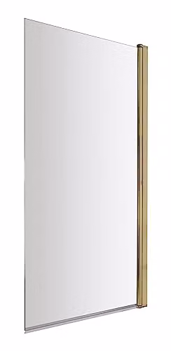nuie NSSQ8 Pacific Modern Square Hinged Bath Screen, 6mm Toughened Safety Glass, Clear, Brushed Brass – 1