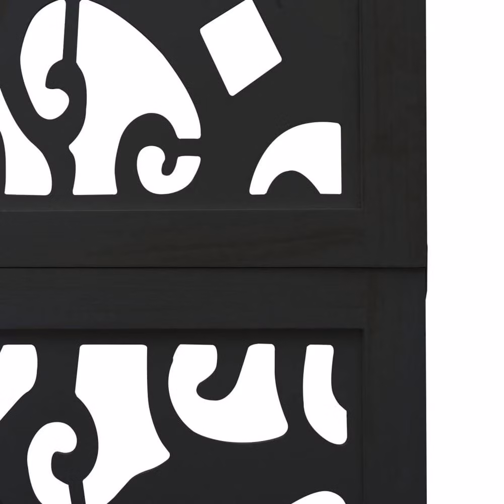 Berkfield Home 6-Panel Room Divider in Black Solid Paulownia Wood, H 215 cm x W 200 cm x D 1.6 cm – 6