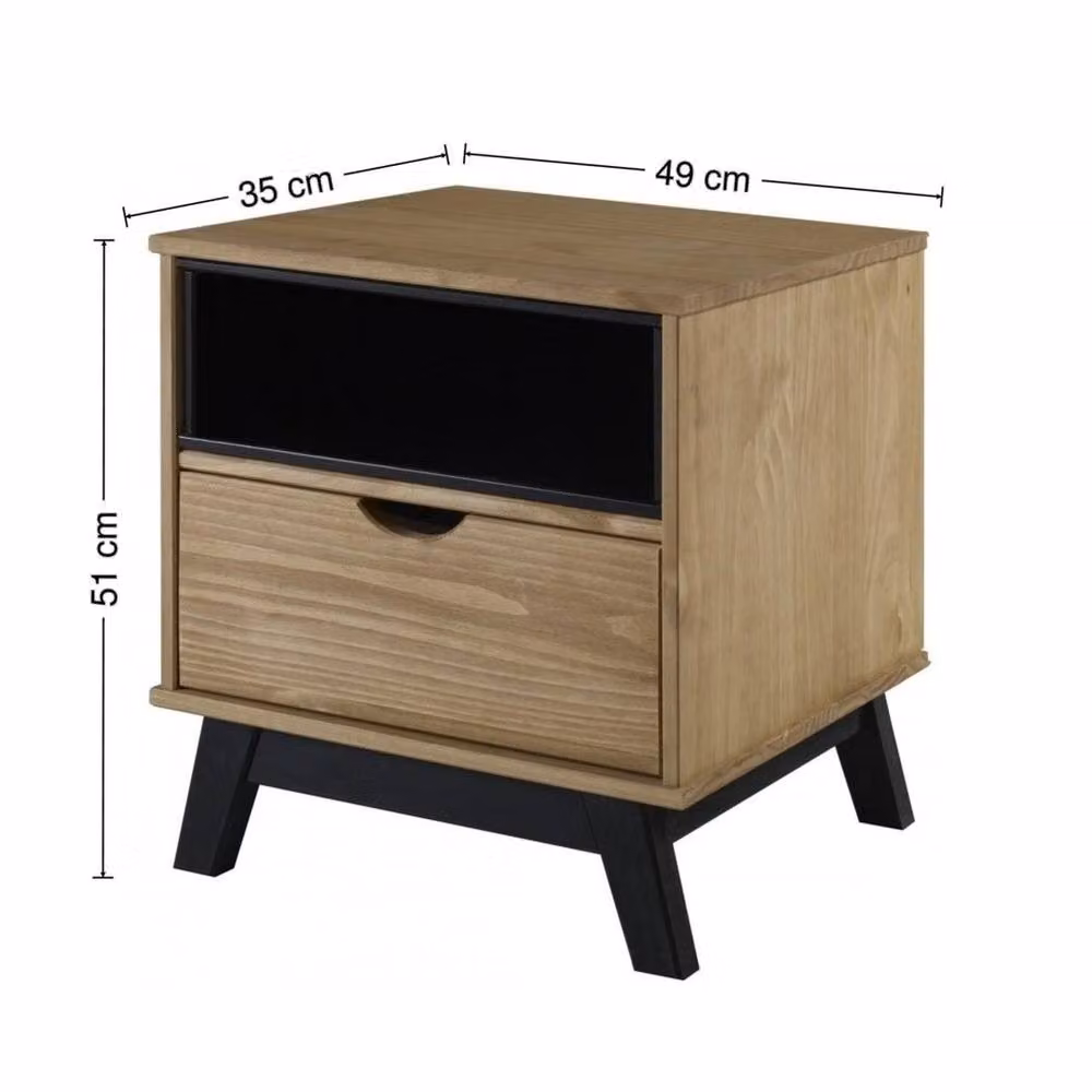 FORGEVIO Mercers Bedside Cabinet in Brown Antique Waxed Solid Pine – 2
