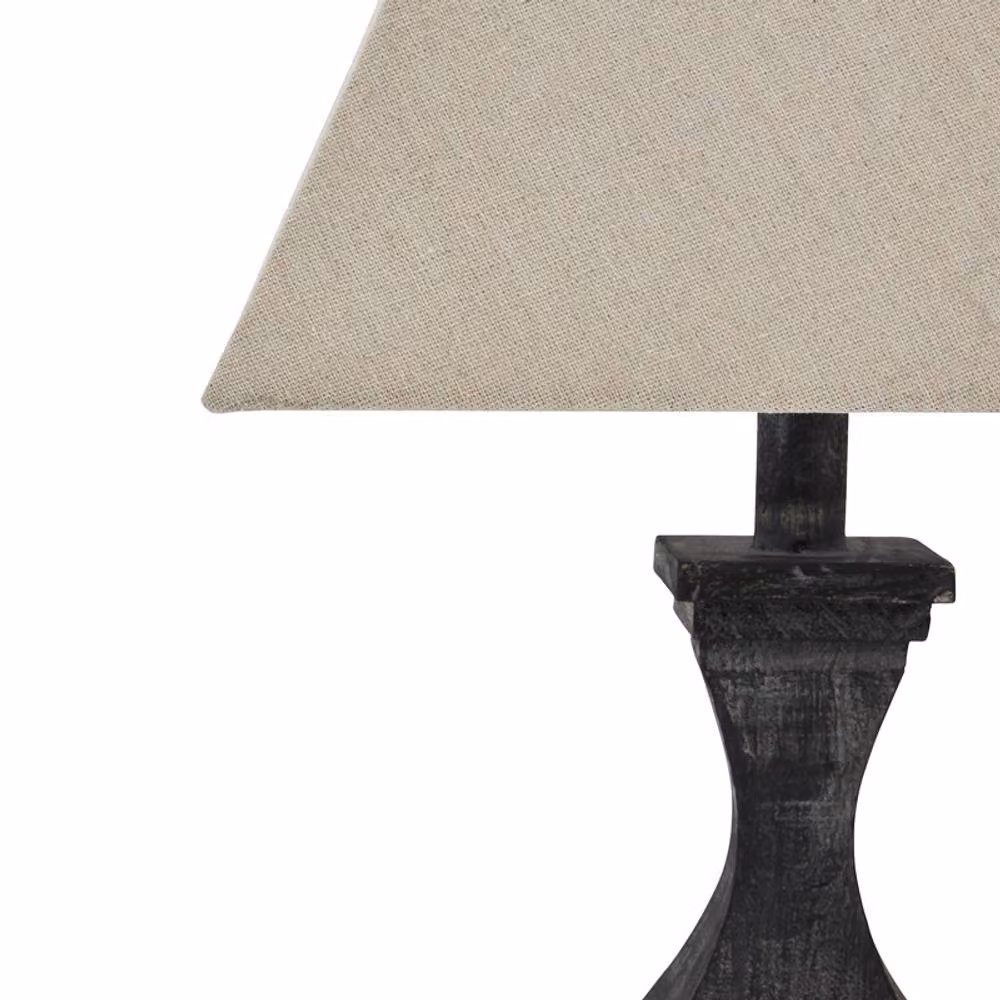 Lemon Pavilion Furniture and Decor Incia Fluted Wooden Table Lamp in Brown with Fabric Shade, W: 12 cm, D: 12 cm, H: 53 cm – 2