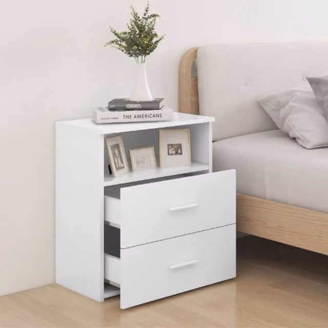 Berkfield Home Modern Wall Mounted Bed Cabinet in White, W/D/H: 50 x 32 x 60 cm