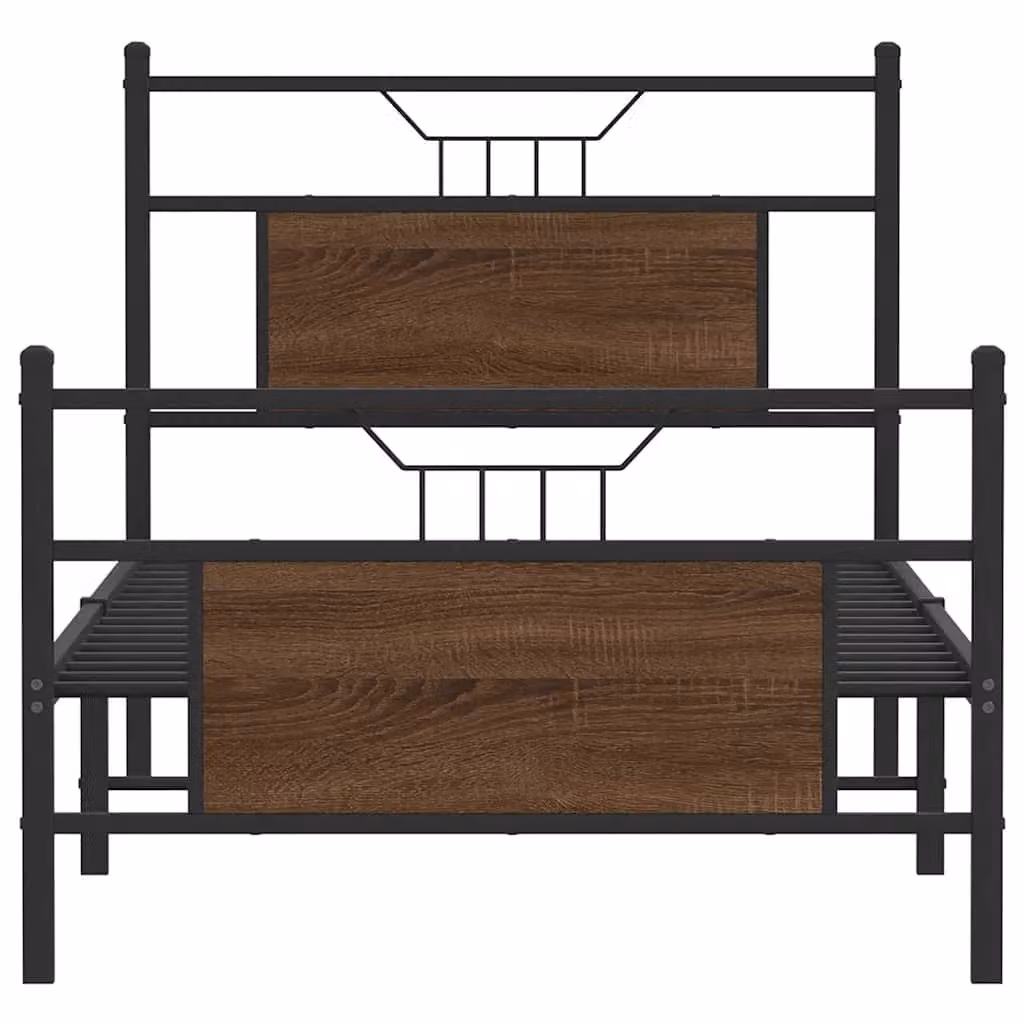Berkfield Home Small Single Bed Frame in Brown Oak, W/D/H: 75 x 190 cm – 3