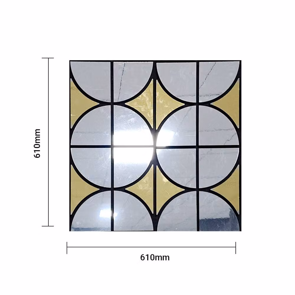 ENER-J Decorative Grid Glass Acoustic Wall Panels, Light Grey, W: 61.0 cm x H: 61.0 cm, Pack of 4 – 4