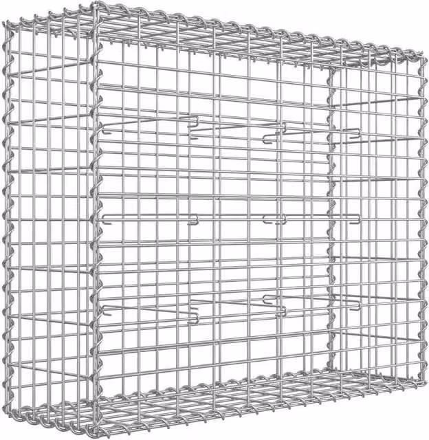 Kelvenix Silver Galvanised Steel Gabion Basket W: 100 cm, D: 80 cm, H: 30 cm – 1