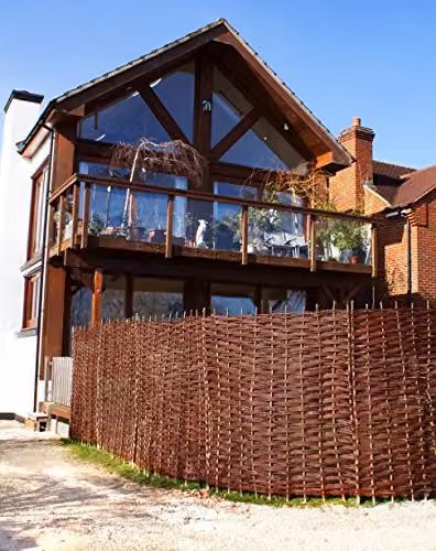 Primrose Handwoven Willow Bunch Weave Coppiced Hurdle Fence Panel, Brown, H x W: 182 x 90 cm – 5