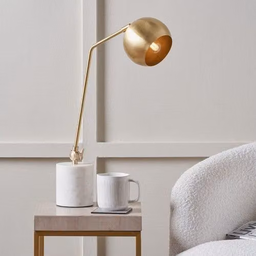 Ruma Gold Metal and Marble Table Lamp