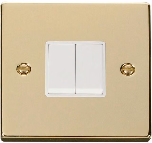 SE HOME Two Way Flush Light Switch, Gold and White