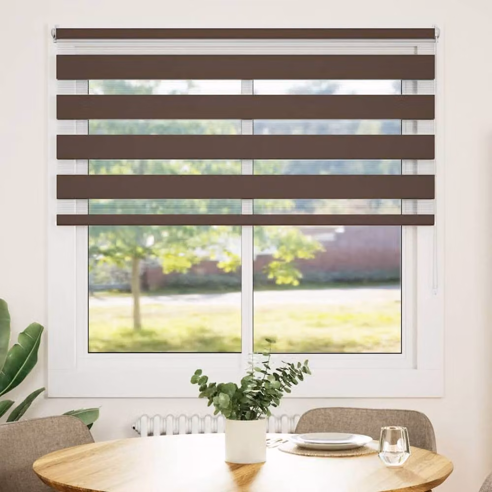 Berkfield Home Zebra Blind in Brown and White, W: 140 cm, H: 175 cm – 2