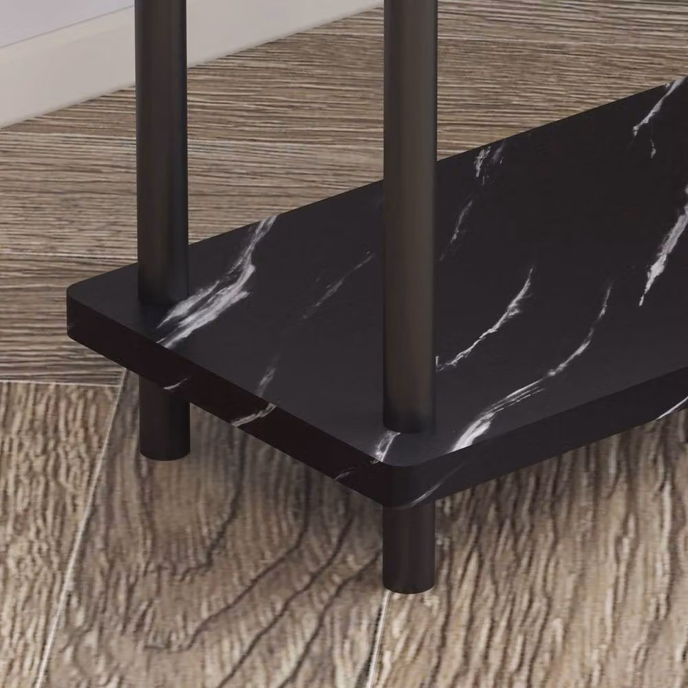 VOGREX Black Marble 3-Tier Narrow Storage Side Bedside Table, W/D/H: 40.0 x 61.5 x 40.0 cm – 3