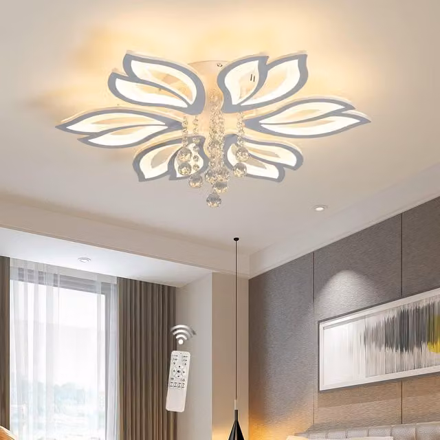 Garwarm Modern 6-Head 56W LED Dimmable Ceiling Light in White – 1