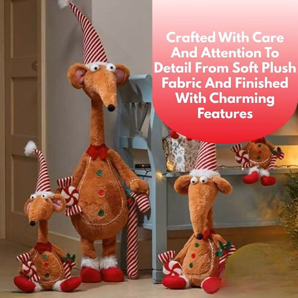 Marco Paul Brown Gingerbread Rat Soft Plush Christmas Tabletop Decoration, Height: 48 cm – 4
