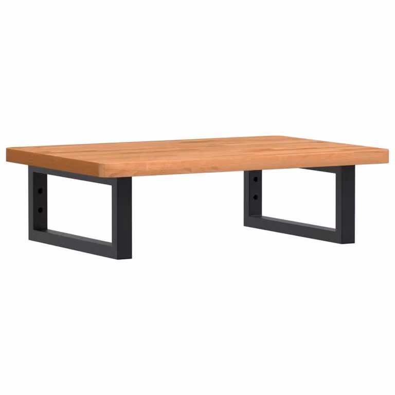 Berkfield Home Elegant Wall Mounted Basin Shelf in Brown Beech Wood and Black Metal, W/D/H: 40 x 40 x 17.5 cm