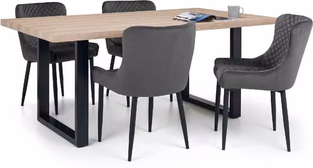 Julian Bowen Berwick Rectangular Dining Table and 4 Chairs Set in Grey and Oak