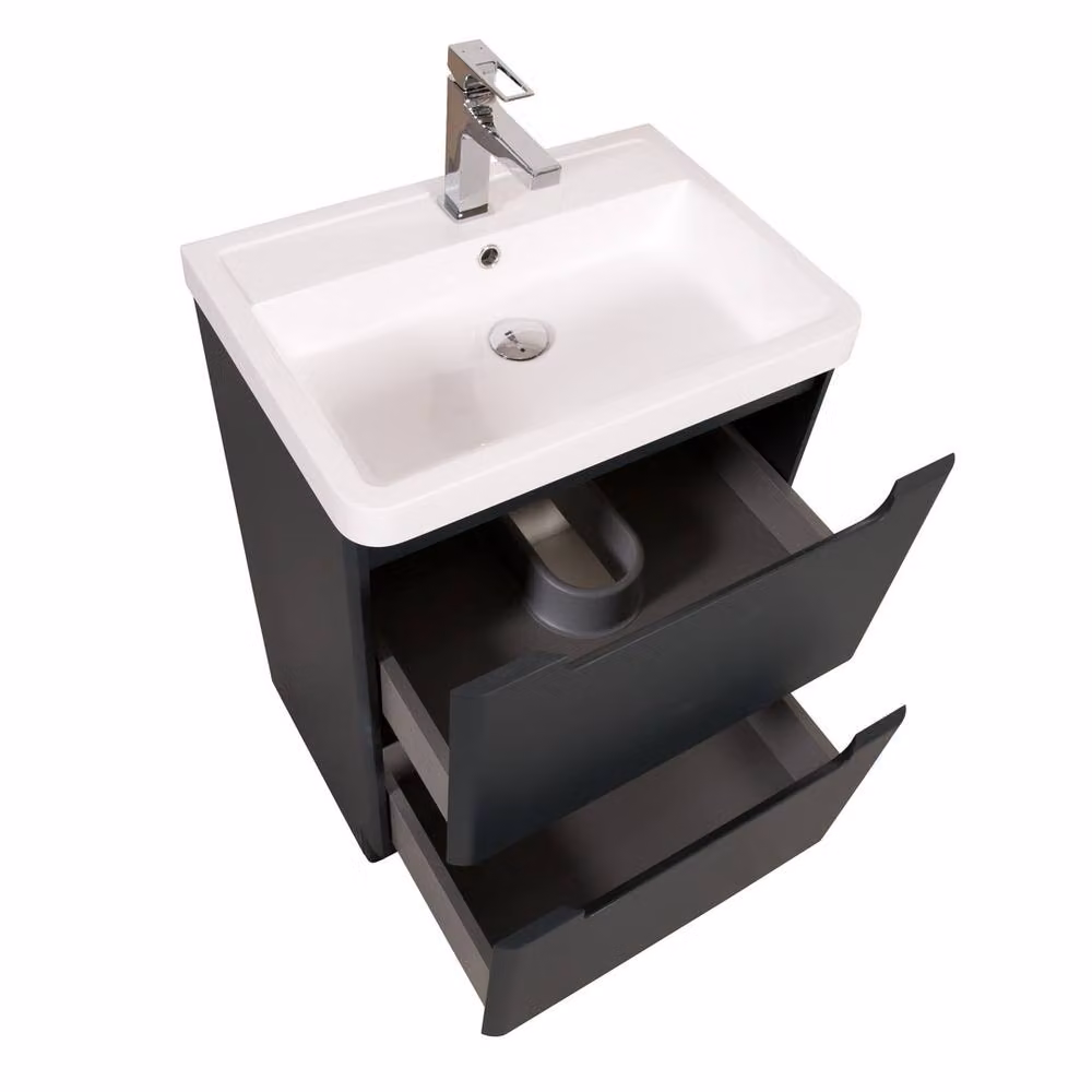 Bathroom Kingdom Monza Freestanding Basin Vanity in Dark Grey, Width: 60 cm – 2