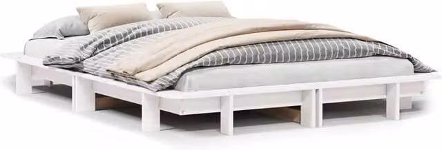 Berkfield Home Modern Solid Wood Pine Bed Frame, White, W: 140 cm, D: 200 cm
