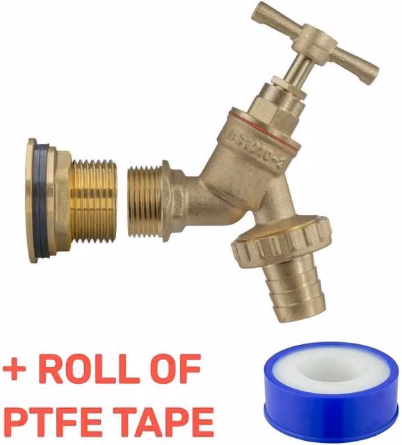 SPETLEK Gold Brass Water Butt and Rain Barrel Outlet Adaptor with 3/4 inch Connection
