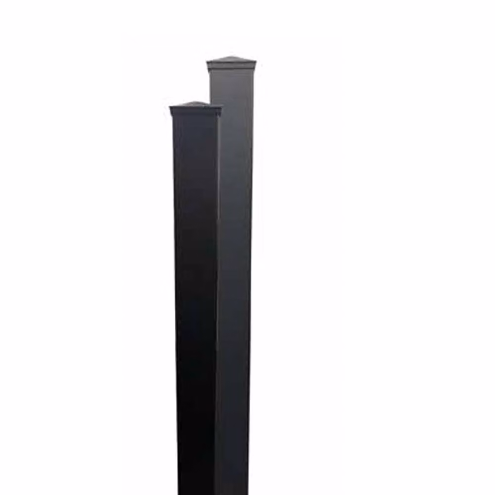 Ready Made Gates Aluminium Flanged Bolt Down Post in Matt Black, H x W x D: 35 x 15 x 15 cm – 2