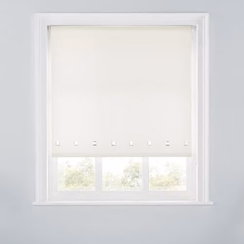 A.Unique Home Trimmable Square Eyelet Roller Blind, Beige, W: 150 cm, H: 170 cm