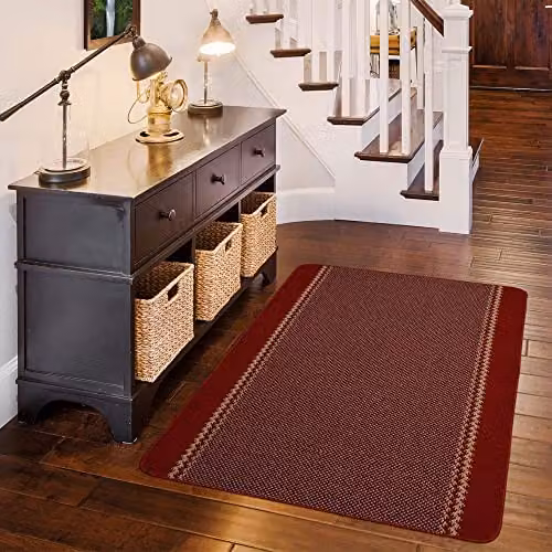 THE RUGS Red Machine Washable Non-Slip Area Rug with Bordered Design, W/D/H: 180 x 67 cm – 1