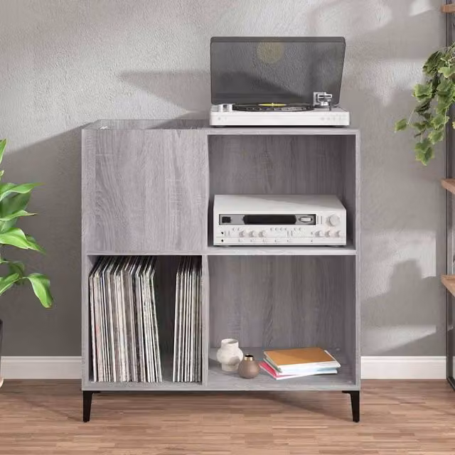Berkfield Home Record Cabinet in Grey, W/D/H: 84.5 x 38 x 89 cm – 1