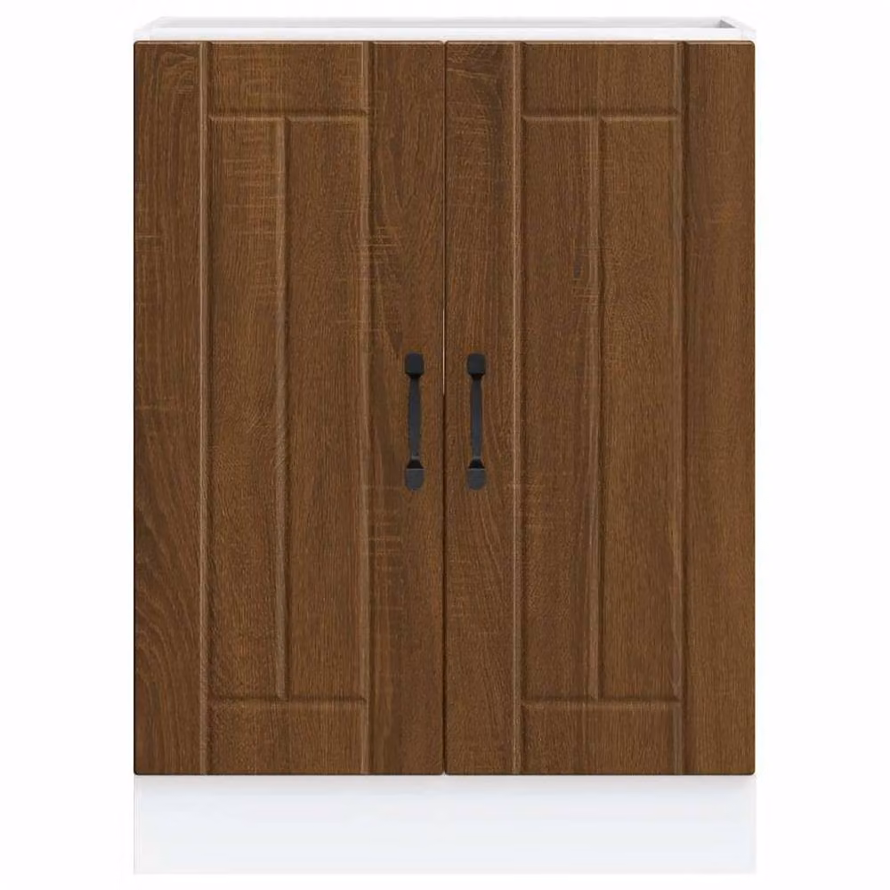Berkfield Home Lucca Brown Oak Sink Base Cabinet Unit W/D/H: 81.5 x 46 x 46 cm – 3