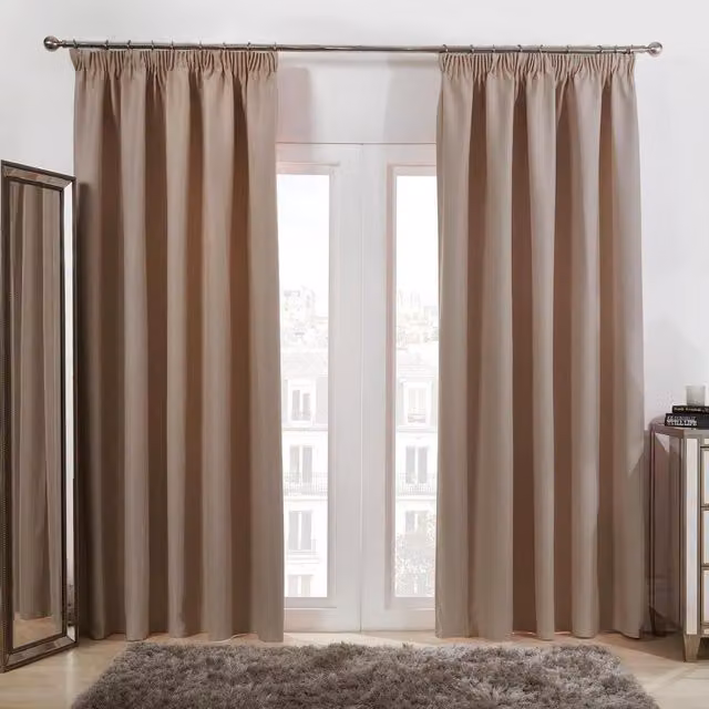 Dreamscene Yellow Pencil Pleat Blackout Thermal Curtains, Pair