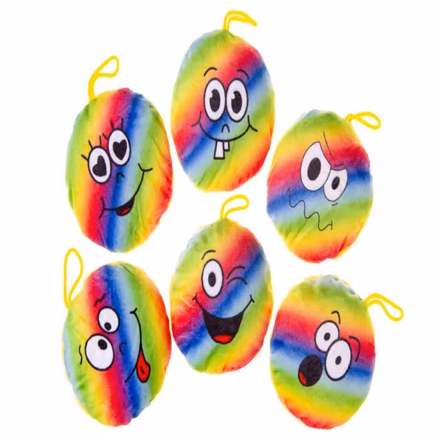 LG-Imports Single Plush Rainbow Emotion Face Pendant in White and Multicolour, 10 cm
