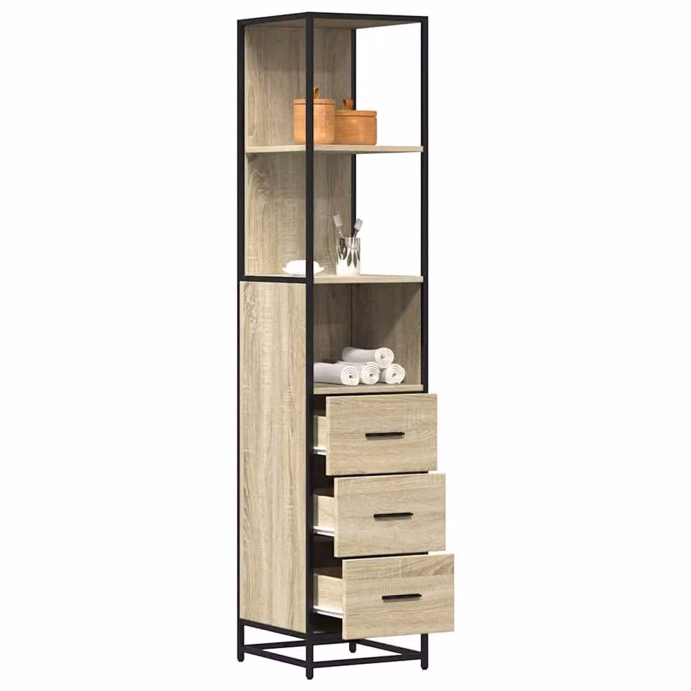 Berkfield Home Sonoma Oak Bathroom Cabinet, Brown, W/D/H: 35 x 37.5 x 166 cm – 2