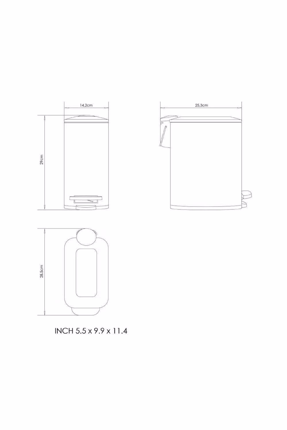 Cosmic Black Slim Pedal Bathroom Bin with Removable Inner Bucket, 5L – 3